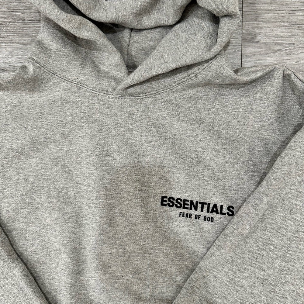 Essentials dark Oatmeal Mens hoodie - Picture 2 of 3